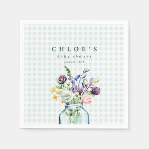 Rustic Wildflower Mason Jar Picnic Baby shower Servet