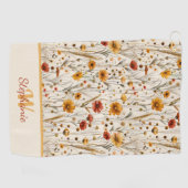 Rustic Wildflower Monogram - Boho Floral Pattern Golfhanddoek (Horizontaal)