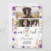 Rustic Wildflower RN Nurse 4 foto's Afstuderen Aankondiging (Voorkant)