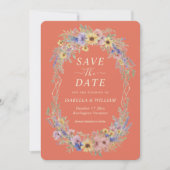 Rustic Wildflower Save The Date Terracotta Bloom Kaart (Voorkant)