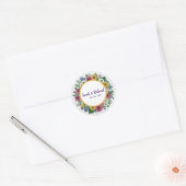 Rustic Wildflower Spring Wedding, Romantic Garden Ronde Sticker (Envelop)