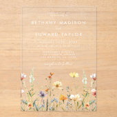 Rustic Wildflower Wedding Acryl Uitnodigingen (Voorkant)