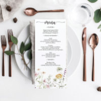 Rustic Wildflower Wedding Bridal Shower Menu