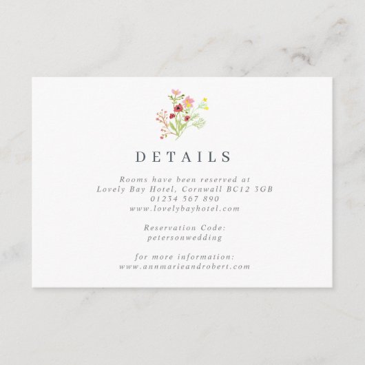 Rustic Wildflower Wedding Enclosure Card Informatiekaartje (Voorkant)