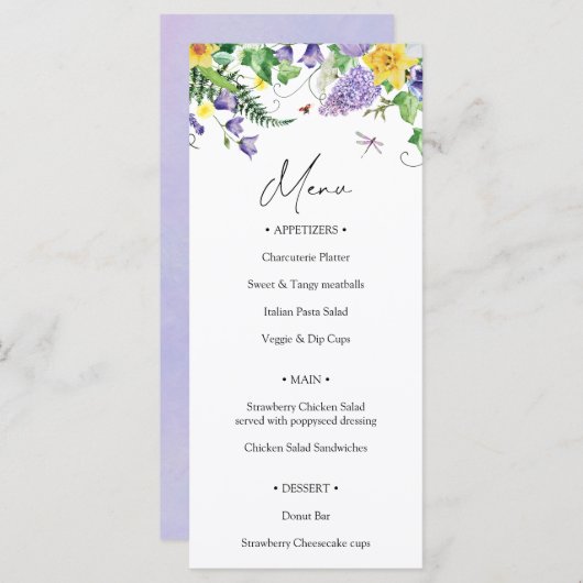 Rustic Wildflower Wedding Menu (Voorkant / Achterkant)