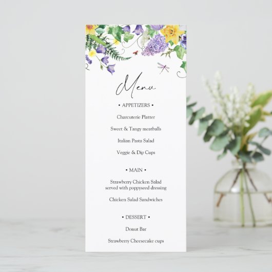 Rustic Wildflower Wedding Menu (Staand voorkant)
