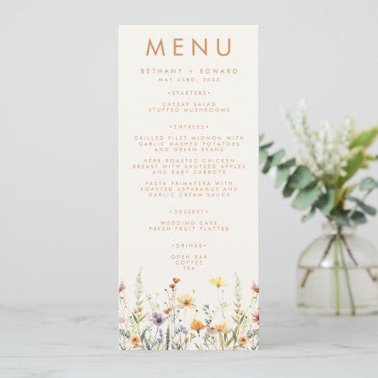 Rustic Wildflower Wedding Menu (Staand voorkant)