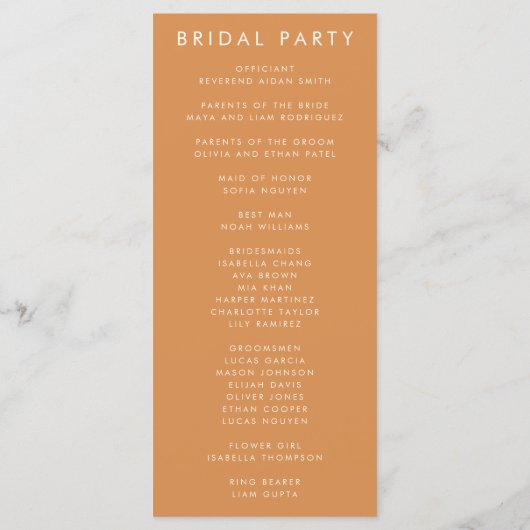 Rustic Wildflower Wedding Programma (Achterkant)