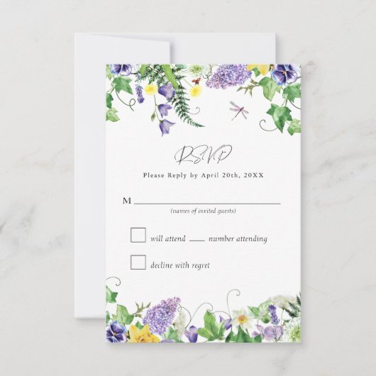 Rustic Wildflower Wedding RSVP Kaartje (Voorkant)