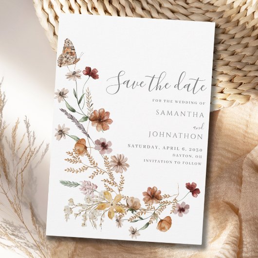 Rustic Wildflower Wedding Save The Date