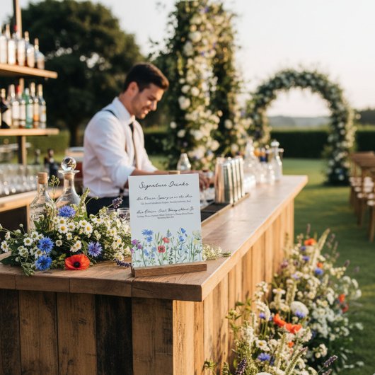 Rustic Wildflower Wedding Signature Drinks 