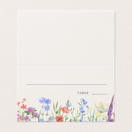 Rustic Wildflower Wedding Table Number Place Card (Outside Unfolded)