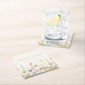 Rustic Wildflower Wedding Vierkante Kartonnen Onderzetter (Insitu)