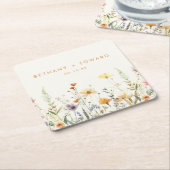 Rustic Wildflower Wedding Vierkante Kartonnen Onderzetter (Schuin)
