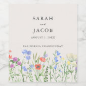 Rustic Wildflower Wedding Wijn Etiket (Enkel label)