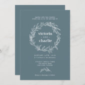 Rustic Wildflower Wreath Wedding Invitation Kaart (Voorkant / Achterkant)