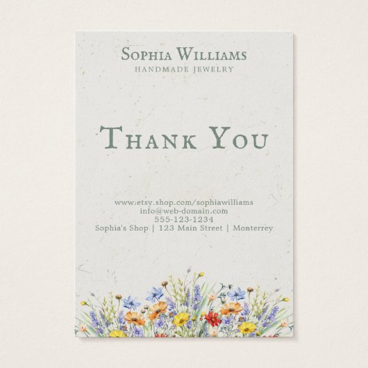 Rustic Wildflowers Boarder Earring Display Card (Dos)