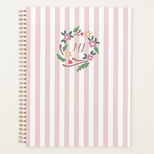 Rustic Wildflowers Krans Monogram Planner (Voorkant)