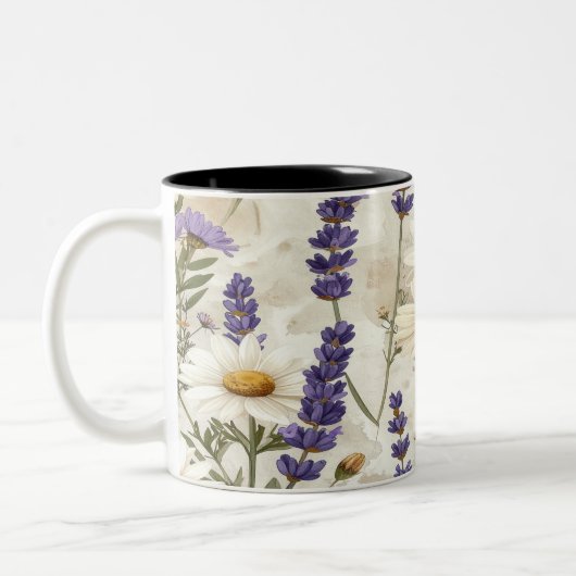 Rustic Wildflowers Pillow & Mug - Lavender Sage Fl (Gauche)