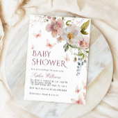 Rustic Wildflowers Vlinders Baby shower Kaart