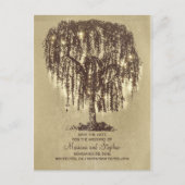 Rustic Willow Tree & String Lights Sla de datum op Aankondigingskaart (Voorkant)