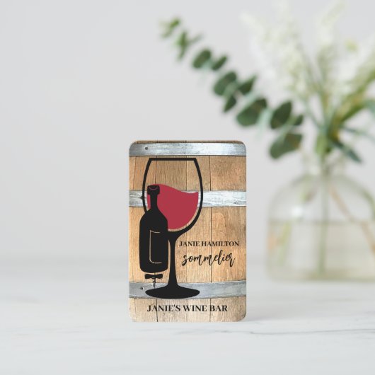 Rustic Wine Bar Winery QR Code Carte de visite (Debout devant)