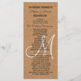 Rustic Wine Cork Wedding Monogram Programma