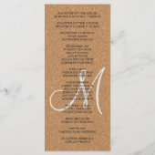 Rustic Wine Cork Wedding Monogram Programma (Achterkant)