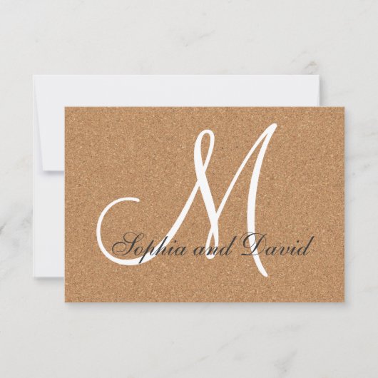 Rustic Wine Cork Wedding Monogram RSVP (Voorkant)