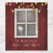 Rustic Wine Label Rood Barn-venster en licht Rusti Wijn Etiket (Enkel label)