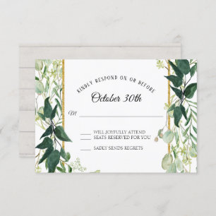 Rustic Winery Eucalyptus Foliage Gray Wood RSVP Kaart