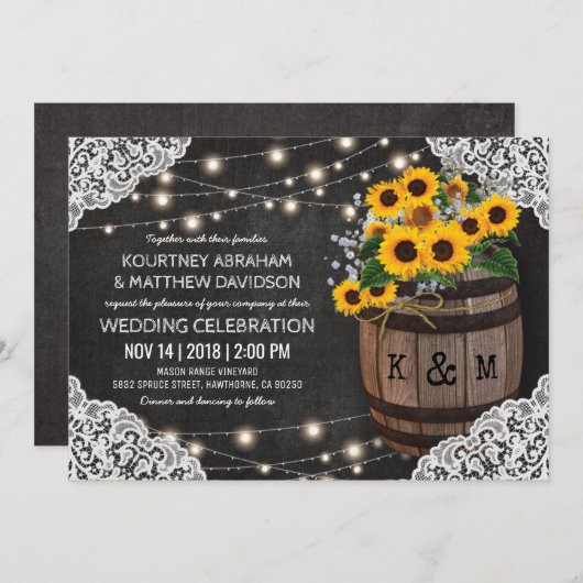 Rustic Winery Faire-part de mariage | Lumières de  (Devant / Derrière)