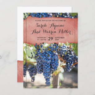 Rustic Winery Grape Wines Wedding Kaart