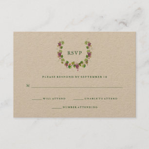 Rustic Winery   Kraft Wedding Response RSVP Kaartje
