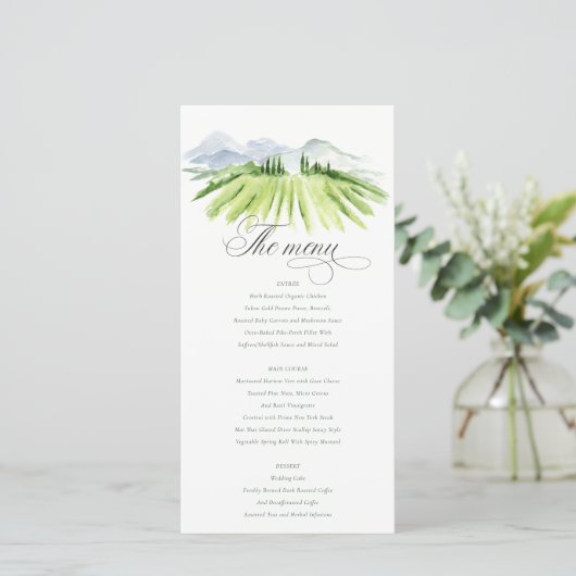 Rustic Winery Vineyard Mountain Carte de menu Mari (Debout devant)