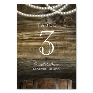 Rustic Winery Wedding Table Numbers Kaart