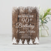 Rustic, Winter 90ste Verjaardagsfeest Kaart (Staand voorkant)