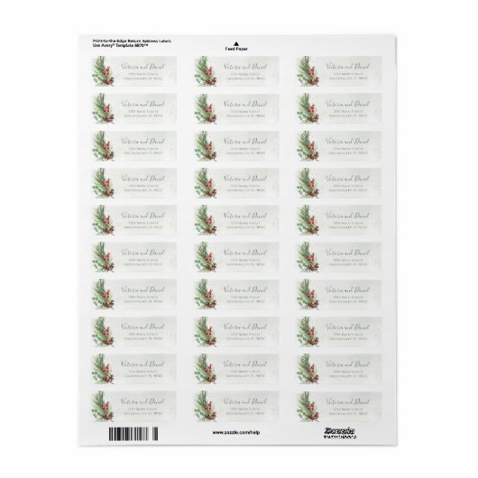 Rustic Winter Berries Pine Cone Botanical Greenery Etiket (Full Sheet)