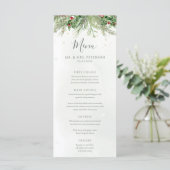 Rustic Winter Berries Pine Cone Greenery Wedding Menu (Staand voorkant)
