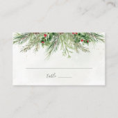 Rustic Winter Berries Pine Cone Greenery Wedding Plaatskaartje (Voorkant)