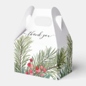 Rustic Winter Berry Pine Greenery Wedding Bedankdoosjes (Achterkant)