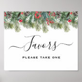 Rustic Winter Berry Pine Greenery Wedding Poster (Voorkant)