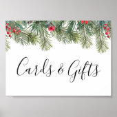 Rustic Winter Berry Pine Greenery Wedding Poster (Voorkant)