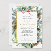 Rustic Winter Botanical Pine Wedding Brunch Kaart (Voorkant)