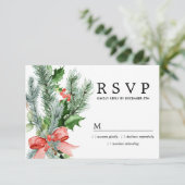 Rustic Winter Botanical Wedding RSVP Kaartje (Staand voorkant)