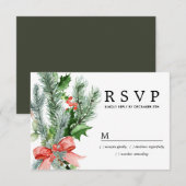 Rustic Winter Botanical Wedding RSVP Kaartje (Voorkant / Achterkant)