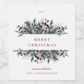 Rustic Winter Boughs Holiday Wijn Etiket (Enkel label)
