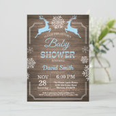 Rustic Winter Deer Snowflake Boy Baby shower Kaart (Staand voorkant)