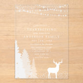 Rustic Winter Deer Woodland Thanksgiving Dinner Acryl Uitnodigingen (Voorkant)