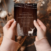 Rustic Winter Deer Woodland Thanksgiving Dinner Kaart